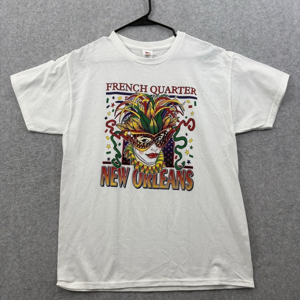 French Quarter New Orleans T-Shirt Mens Size M White‎ Short Sleeve Crew Neck